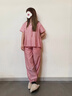 朵朵·可可25春夏季新款天絲涼感簡約顯瘦短袖長褲女家居服睡衣套裝 粉色 S (155) 曬單實拍圖