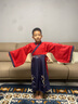 羅蒙兒童漢服國學(xué)男女童中國風(fēng)學(xué)生新中式中秋團體演出服 酒紅色 130 曬單實(shí)拍圖
