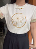 施洛瀾2025夏季新式國風(fēng)重工繡花訂珠時(shí)尚百搭短袖T恤女上衣棉體恤8272 米白色 M 建議95-105斤 曬單實(shí)拍圖