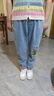 莫代爾牛仔褲女2025年春夏新款韓版遮肉卡通刺繡貼布洋氣休閑九分哈倫褲 MX-8-1334_牛仔藍(lán)[九分褲] L 115-130斤 曬單實拍圖