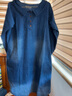 啄木鳥(niǎo)冰絲牛仔襯衫裙女春秋新款2025顯瘦大衫棉中長(cháng)款洋氣長(cháng)袖連衣裙女 牛仔藍 L 【120-135斤】 曬單實(shí)拍圖