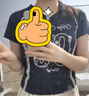 UR【HOT】2025秋季新款女裝芭蕾風(fēng)數字字母V領(lǐng)短袖T恤UYV450204 藏青 M 曬單實(shí)拍圖