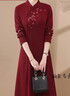 彩羊婚禮媽媽秋裝禮服連衣裙喜婆婆婚宴裝旗袍2023新款中老年春秋女裙 酒紅 XL 【建議100斤內(nèi)】 曬單實拍圖