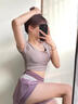 鉑吶苓瑜伽服套裝女拼色速干衣健身訓練運動(dòng)套裝春夏背心文胸短褲 拼色短袖短褲套裝【紫色M】 曬單實(shí)拍圖
