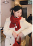 CRANTA KOMEIA圍巾女冬季紅色保暖高級加厚學生毛線針織圍脖生日七夕情人節(jié)禮物 紅色 高級感輕奢ck風送女朋友老婆實用 曬單實拍圖