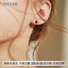 TEUCER925銀耳釘女榴石韓版簡(jiǎn)約天然水晶耳飾品氣質(zhì)生日禮物送女友母親 戴妃石榴石耳釘+精美禮盒 曬單實(shí)拍圖