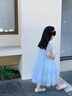 mlgt kids童裝女童連衣裙夏季2025新款洋氣兒童裝女孩寶寶愛莎公主裙 藍色裙子加皇冠魔法棒 110 cm 曬單實拍圖