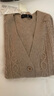 珍貝秋冬新款V領(lǐng)絞花純羊絨開(kāi)衫女加厚保暖針織外套純色118 淺駝 XL （110） 曬單實(shí)拍圖