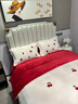 南極人（Nanjiren）牛奶絨繡花床上四件套加厚保暖雙面絨被套200*230cm防滑床單床笠 朵希曼-小櫻桃 1.8米床/ 床單款 四件套-被套200*230cm 曬單實(shí)拍圖