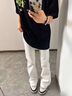 楠笙記青少年白色彎刀牛仔褲男款高個(gè)子加長(zhǎng)vibe褲子直筒不貼腿微喇褲 白色 XL 曬單實(shí)拍圖