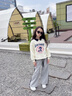 小豬彼特女童運動(dòng)褲兒童秋季2025新款春秋闊腿女大童直筒衛褲秋裝褲子女孩 15186灰白 160 cm 曬單實(shí)拍圖