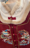 迪士尼（Disney）2024兒童抓周服拜年服冬裝漢服加絨加厚男童周歲喜慶寶寶龍年唐裝 龍年紅色上衣+黑色長褲 男女同款 100 曬單實(shí)拍圖