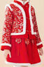 迪士尼童裝女童拜年服中國風(fēng)秋冬漢服套裝馬年新年紅上衣裙子小童女130 曬單實(shí)拍圖