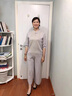 羅蒙（ROMON）媽媽夏裝母親節洋氣針織套裝上衣兩件套短袖冰絲t恤女中老年女裝 灰色 L （建議105-120斤） 曬單實(shí)拍圖