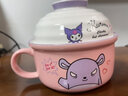 HELLO KITTY（凱蒂貓）三麗鷗陶瓷泡面碗帶蓋大學(xué)生宿舍用大容量多用兒童吃飯碗可愛餐具 Kuromi 庫洛米泡面碗 曬單實(shí)拍圖