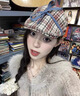 允娜甜美風(fēng)貝雷帽子女新款格子顯臉小報童帽畫(huà)家帽正反戴蝴蝶結前進(jìn)帽 紅色格子 曬單實(shí)拍圖