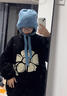 京識(shí)帽子秋冬季女巴拉克拉法毛絨雷鋒帽冷帽保暖護(hù)耳針織包包頭毛線帽 【藍(lán)色】包包帽 均碼（帶子可抽拉調(diào)節(jié)） 曬單實(shí)拍圖
