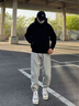 卡圖弛美式復古vintage重磅連帽衛衣男秋季潮牌痞帥硬挺外套頭衫上衣服 黑色 XL 曬單實(shí)拍圖