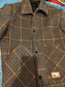 啄木鳥(niǎo) 休閑夾克男修身秋冬季潮流短款翻領(lǐng)格子外套青年帥氣加厚毛呢大衣 2208卡其加棉 3XL 曬單實(shí)拍圖
