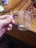 直筒玻璃杯 玻璃小茶杯帶把品茗杯透明小杯子耐熱杯功夫茶具套裝 6只裝150毫升六色把手+杯架 曬單實(shí)拍圖