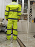 智匯反光雨衣交通雨衣雨褲套裝電動(dòng)車(chē)外賣(mài)防暴雨防汛環(huán)衛分體式冬季加厚棉雨衣 熒光綠【加厚款300DPU】 L號（適合身高165-170cm） 曬單實(shí)拍圖