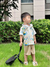 迷你木木屋兒童短袖套裝夏季男童女童圓領(lǐng)短袖短褲套裝 水果大象 100  曬單實(shí)拍圖