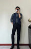 花花公子西褲男修身免燙西裝褲商務(wù)垂感西服褲夏季黑色職業(yè)休閑長(cháng)褲子 黑色 32 （2尺5） 曬單實(shí)拍圖