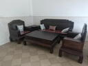 白色理想中式黑檀木純原木沙發(fā)榫卯工藝家用農村客廳沙發(fā)全套實(shí)木沙發(fā)組合 1+1+3+長(cháng)茶幾+方幾+電視柜+墊+枕 曬單實(shí)拍圖