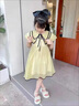 G.DUCKKIDS女童連衣裙夏裝2025新款洋氣時髦中大兒童裝公主裙女孩夏季長裙子 綠色 140 曬單實拍圖
