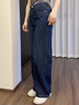 ELAND【蠶絲丹寧】衣戀牛仔褲女復(fù)古風(fēng)小高腰闊腿褲2025夏季新款 深牛仔色(57)D/Indigo S /160 曬單實拍圖