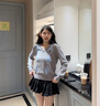 Teenie Weenie小熊女裝簡(jiǎn)約時(shí)尚秋休閑通勤V領(lǐng)學(xué)院菱形格毛衣針織衫 中灰色 S 160 曬單實(shí)拍圖