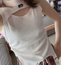 CHUU褶皺鏤空背心女2025夏季新品設(shè)計(jì)感個(gè)性修身顯瘦辣妹短上衣 白色 均碼 曬單實(shí)拍圖