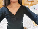矜持范2025新款女春秋洋氣v領(lǐng)毛衣打底衫內(nèi)搭長(zhǎng)袖針織衫女上衣服百搭潮 黑色【揉軟面料】 S 曬單實(shí)拍圖