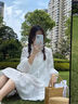妙奕嘉白色連衣裙a字純欲長袖小裙子女春夏季海邊穿搭沙灘裙云南民族風(fēng) 白色民族風(fēng)連衣裙 M 【約95-105斤】 曬單實拍圖