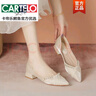 卡帝樂(lè)鱷魚(yú)（CARTELO）晚晚鞋溫柔風(fēng)中跟仙女鞋配裙子氣質(zhì)單鞋34法式百搭小香風(fēng)尖頭低跟 杏色 -3CM 40 曬單實(shí)拍圖