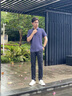 ChlqeKeith高端純棉休閑褲男士夏季薄款男褲修身簡約直筒褲寬松商務(wù)九分褲子 129灰色（長褲） 32 曬單實(shí)拍圖
