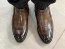 蜘蛛王男鞋秋冬季加絨皮鞋男款商務(wù)正裝真皮保暖套腳高幫工作棉鞋750551 棕色套腳【冬季加絨】 41 (255mm) 曬單實(shí)拍圖