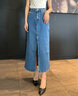 Calvin Klein Jeans夏季女士復(fù)古經(jīng)典雙后袋ck前開叉牛仔長裙半身裙40WK882 NA6-牛仔藍(lán) XS 26 曬單實拍圖