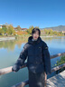 國家地理國家地理GOLDENMOLE情侶撞色拼接鵝絨冬季保暖連帽拉鏈羽絨服 碳黑色CARBON BLACK M 曬單實(shí)拍圖