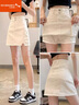 紅蜻蜓半身裙牛仔短裙女2025年夏季新款女裝高腰防走光a字女士包臀裙子 白色短裙 XL 曬單實拍圖