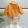 G.duck男童套裝嬰兒衣服春秋款外套休閑酷帥分體三件套一歲半男寶寶秋裝 刺繡小狗三件套黃色 100 cm 曬單實(shí)拍圖