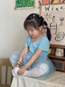 艾舞戈兒童舞蹈服女童芭蕾舞練功裙跳舞軟紗裙蓬蓬裙幼兒中國(guó)舞連體服 淺藍(lán)-短袖 120 碼（高105-110cm重30-38斤） 曬單實(shí)拍圖