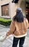樂芬蘭（LeFenLan）短外套女2024秋冬新款寬松氣質(zhì)羊羔毛小個子復(fù)古皮毛一體夾克上衣 卡其色 S 曬單實拍圖