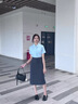 伯德小姐公考面試正裝套裝裙女夏季教師穿搭雪紡上衣小個子西裝裙子 藍色短袖+灰色半身裙 S -適合90-100斤可穿 曬單實拍圖