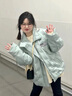 棉致立領(lǐng)加厚棉服女2023新款羽棉襖絨服棉衣秋冬季外套女面包服不跑棉 淺綠色【550高品質(zhì)】 M 95-110斤 曬單實(shí)拍圖