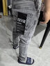 VERSACE JEANS COUTURE范思哲 新品 男士復古修身版牛仔褲長褲男裝 75GAB5D2 CDW63 915 淺灰色LOGO刺繡 32 曬單實拍圖
