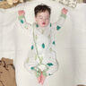 七樂豆嬰兒睡衣小月齡開襠連體衣服幼兒寶寶男寶夏季薄款雙層護(hù)肚空調(diào)服 白色 90cm 曬單實(shí)拍圖