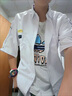 安初夏短袖襯衫男士休閑套裝夏季薄款襯衣男裝一整套痞帥外套穿搭配衣服 白色寸衣+棉白T+藍褲 XL 【120-140斤】 曬單實拍圖