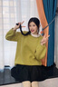 羅蒙（ROMON）法式洋氣黃色針織衫毛衣套頭2025新款女冬季粗棒針寬松慵懶風(fēng)上衣 黃色 均碼 -85-130斤 曬單實(shí)拍圖