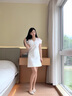 她芙（tafu）品牌女裝法式連衣裙女2025夏季新款氣質(zhì)圓領(lǐng)赫本風(fēng)小個(gè)子a字裙子 白色 M 曬單實(shí)拍圖
